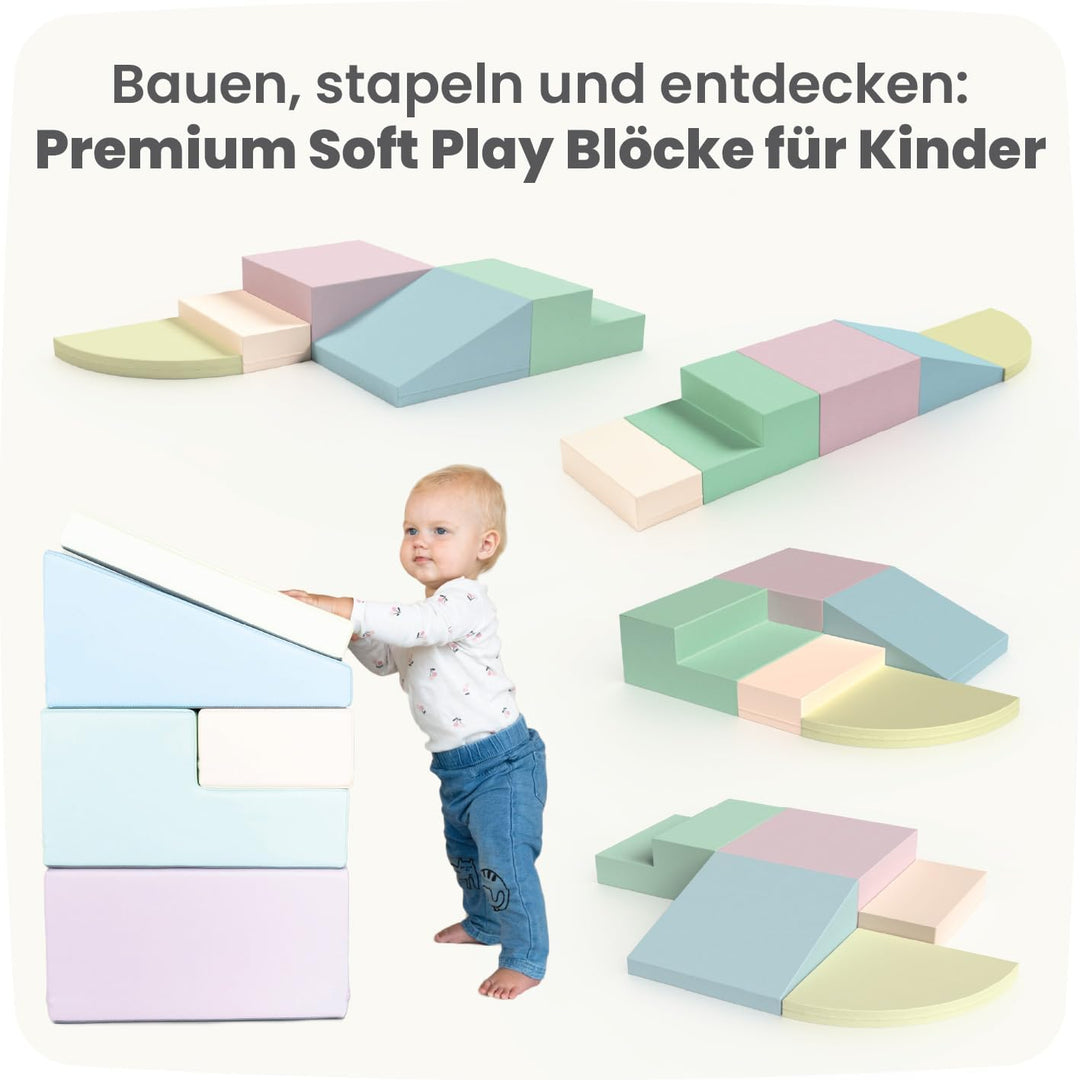 IGLU SOFT PLAY Schaumstoff Bausteine Kinder 5 STK Softbausteine Klettern Riesenbausteine Motorik Gro