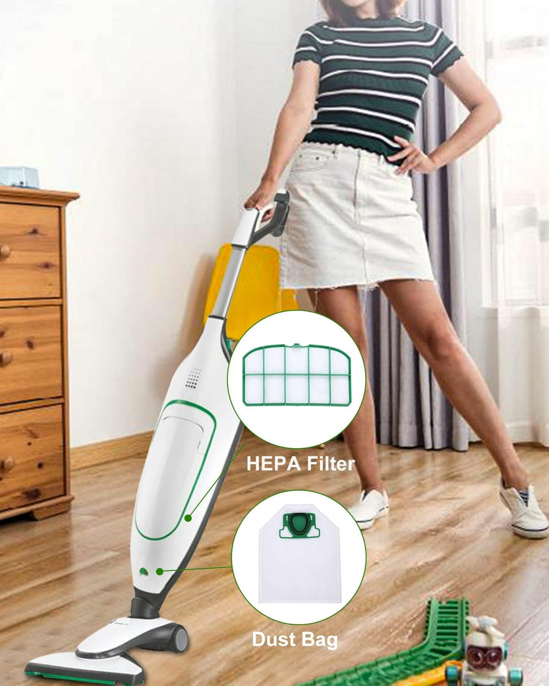 10 VK200 Staubsaugerbeutel für Vorwerk Kobold VK200 FP200 Filte, Premium Allergiker geeignet, Austau