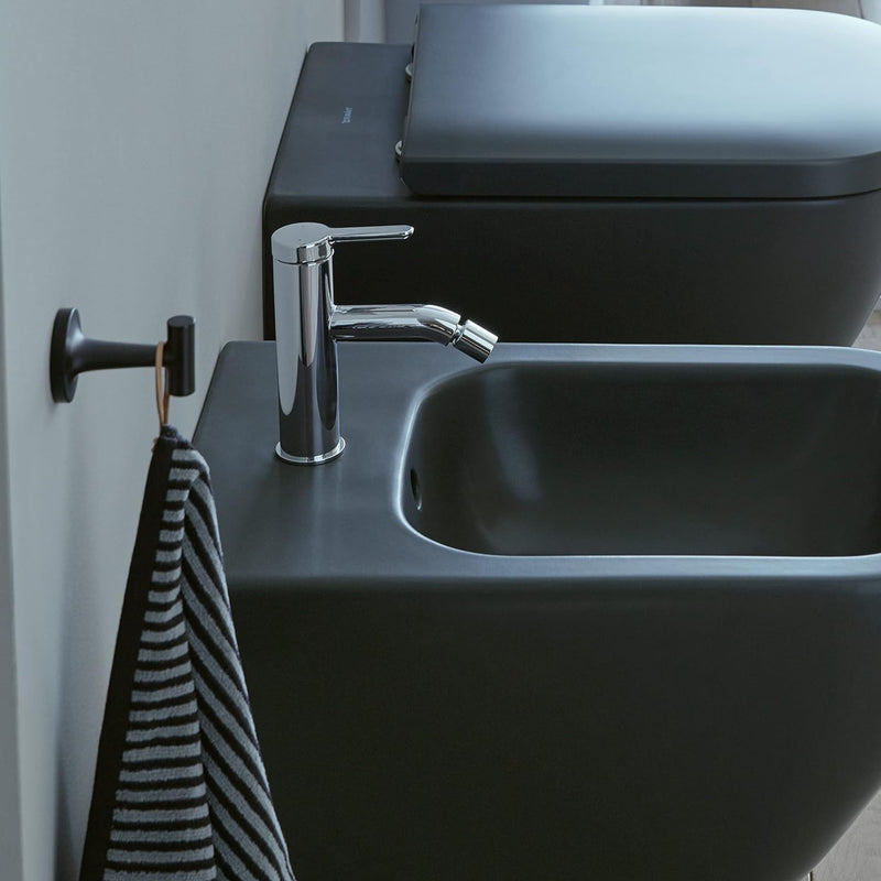 Duravit C.1 Einhebel-Bidetarmatur (Auslauf Höhe 70 mm), Bidetmischer mit Zugstangen-Ablaufgarnitur,