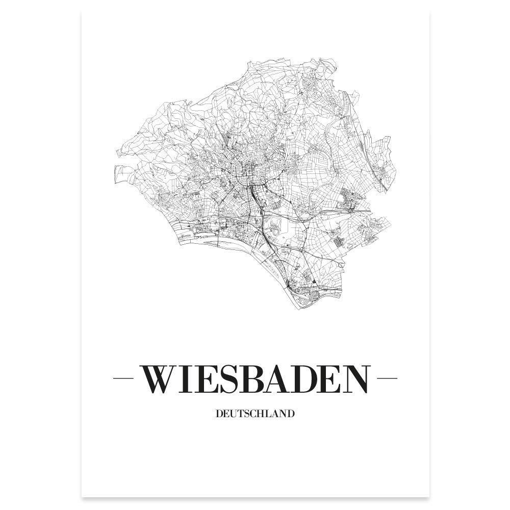JUNIWORDS Stadtposter, Wiesbaden, Wähle eine Grösse, 40 x 60 cm, Poster, Schrift A, Weiss 40 x 60 cm