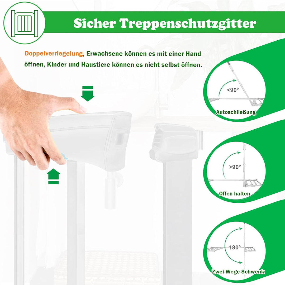SUBTLETY Türschutzgitter mit Katzenklappe Auto Schliessen Treppenschutzgitter Ohne Bohren Hundegitte