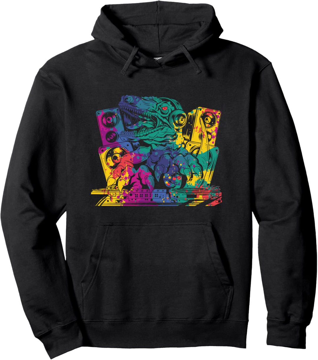 Bunter Trex DJ Techno Musik edm Party Pullover Hoodie