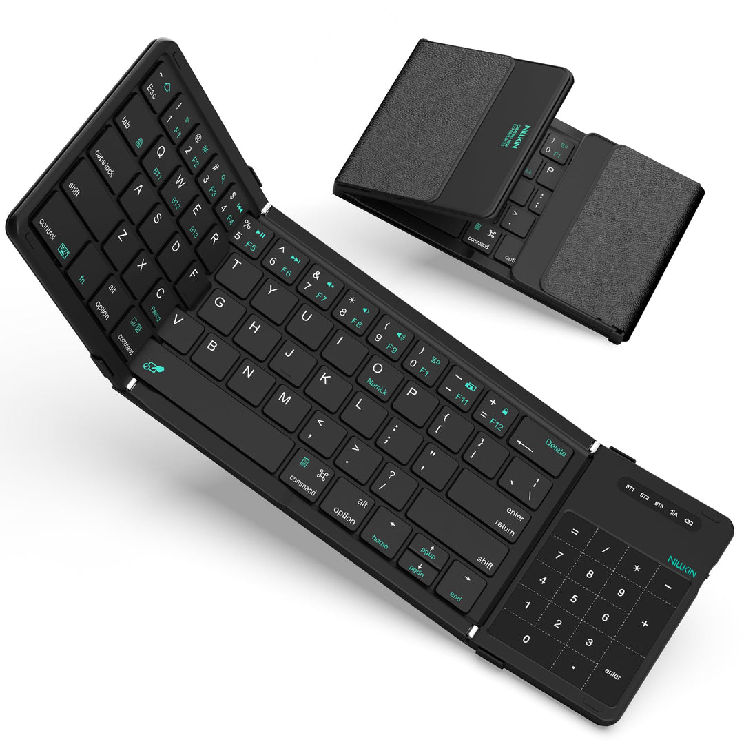 Nillkin Faltbare Bluetooth Tastatur mit Touchpad, Wiederaufladbare Klapptastatur mit Ziffernblock, T