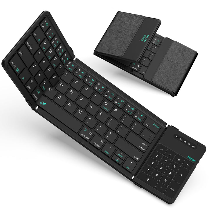 Nillkin Faltbare Bluetooth Tastatur mit Touchpad, Wiederaufladbare Klapptastatur mit Ziffernblock, T