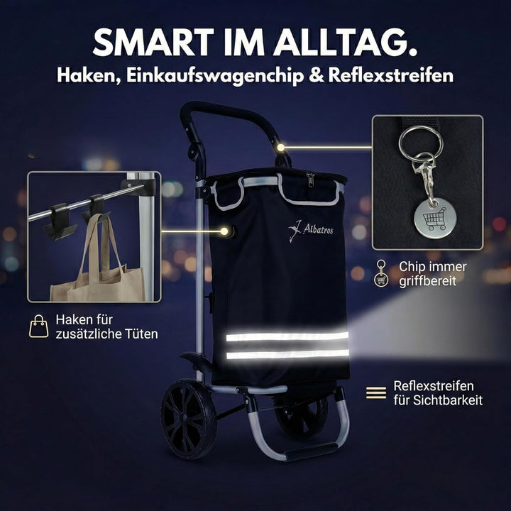 ALBATROS Einkaufstrolley Gross | Einkaufsroller mit grosser Tasche, Thermo-Innenbeutel | Sichtfenste