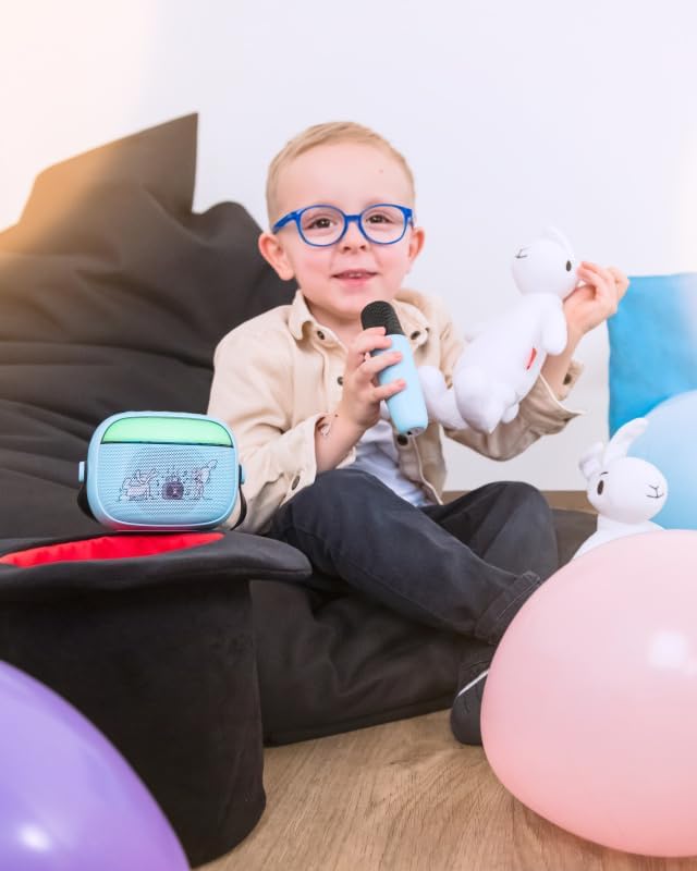 GOGEN Party Kinder Bluetooth‑Lautsprecher mit Mikrofon I Licht‑ & Stimmeffekte I 3.2W I Akku 5Std.I