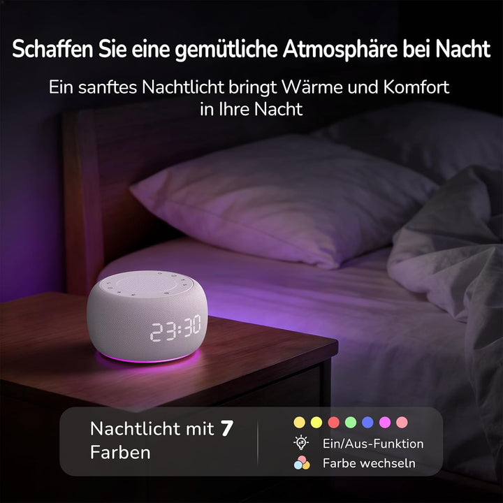 BUFFBEE Radiowecker mit wiederaufladbarer Batterie, Bluetooth-Lautsprecher & Nachtlicht – Kompaktes
