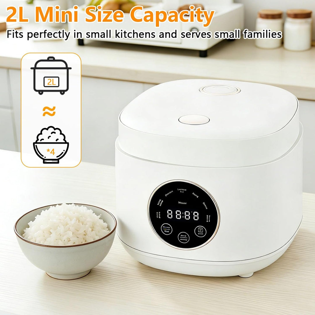 2L Low Sugar Reiskocher, Low Sugar Rice Cooker mit 24-Stunden-Zeitschaltuhr & 8-Stunden-Warmhaltefun