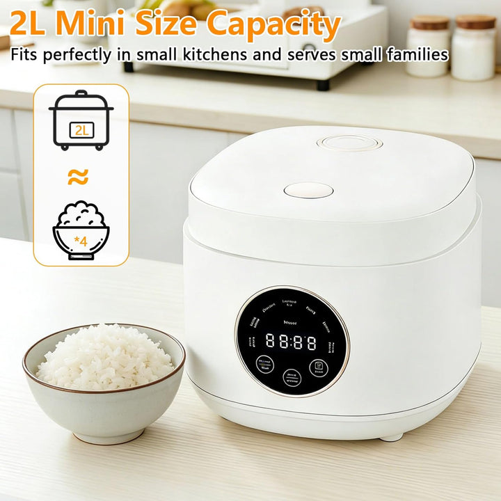 2L Low Sugar Reiskocher, Low Sugar Rice Cooker mit 24-Stunden-Zeitschaltuhr & 8-Stunden-Warmhaltefun