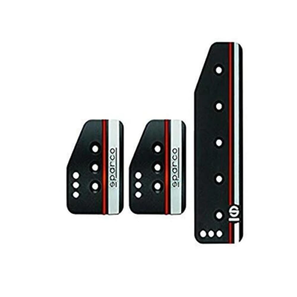 Sparco Satz Sportpedale 'Settanta' - Schwarz Aluminium + Weiss/Orange - Handgeschaltet - Stehend Ped