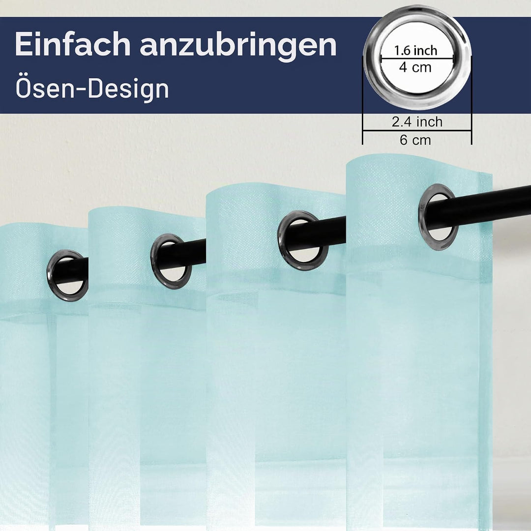 Hiasan Gardinen Voile Vorhänge mit Ösen Farbverlauf Halbtransparent Schlafzimmer Dekoration kurz Vor