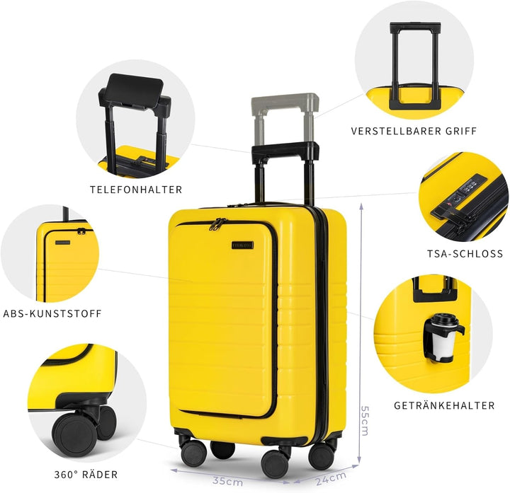 ETERNITIVE - Koffer I Reisekoffer aus ABS I Rollkoffer I Reisetrolley Leicht mit Doppelrollen 360° I