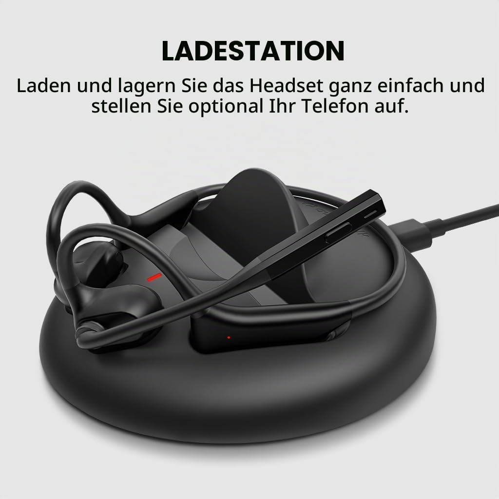 Avantalk Lingo N21 - Open-Ear Kabellos Headset mit Geräuschunterdrückendem Boom-Mikrofon &amp; Ladestati