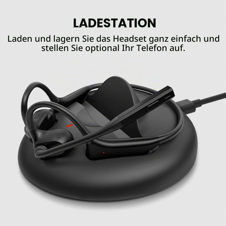 Avantalk Lingo N21 - Open-Ear Kabellos Headset mit Geräuschunterdrückendem Boom-Mikrofon &amp; Ladestati