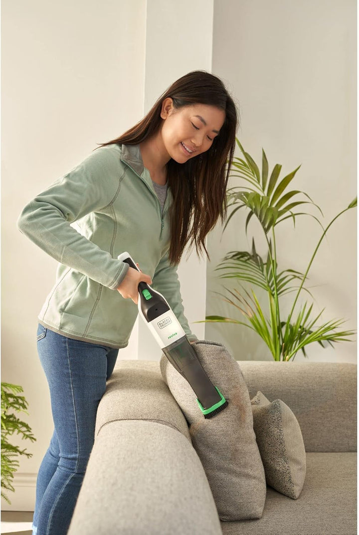 BLACK+DECKER reviva Akku-Handstaubsauger (7,2V, 2.0Ah, nachhaltiges Gehäuse aus 50V% recyceltem Plas