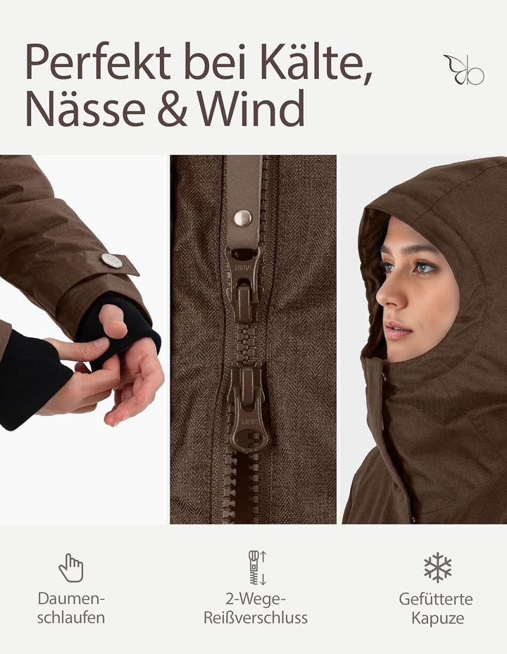 berydale Winterjacke Damen Parka I Warme Übergangsjacke I Atmungsaktiv, wind- und wasserdicht I 5.00