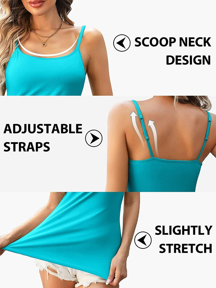 Attraco 2er Pack Damen Baumwolle Tank Top mit Regal BH Unterhemd Verstellbarer breiter Riemen Camiso