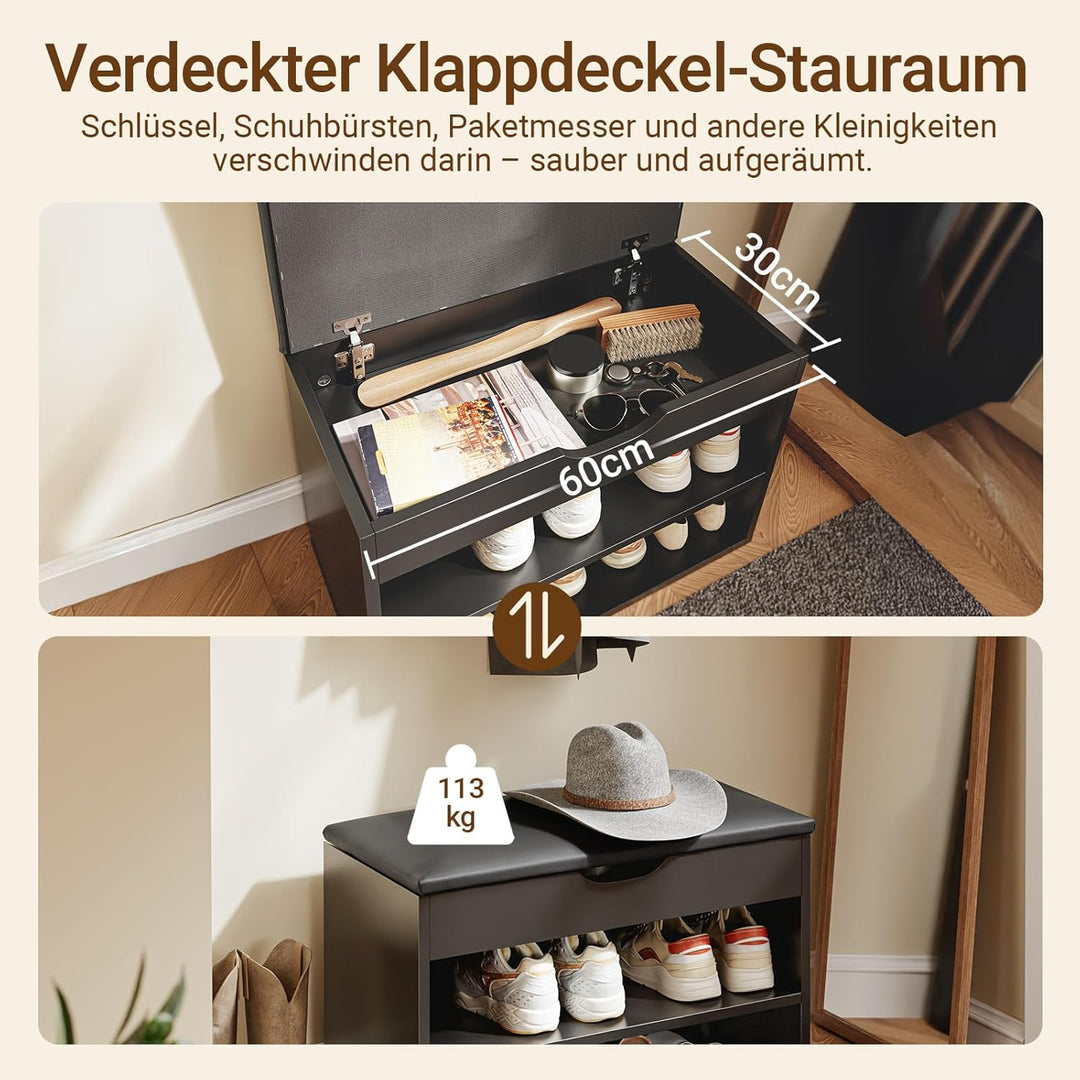 SoBuy Schuhbank mit Sitzfläche, Schuhregal mit Sitzbank, Schuhbank mit Stauraum 3-in-1, für Kleine W