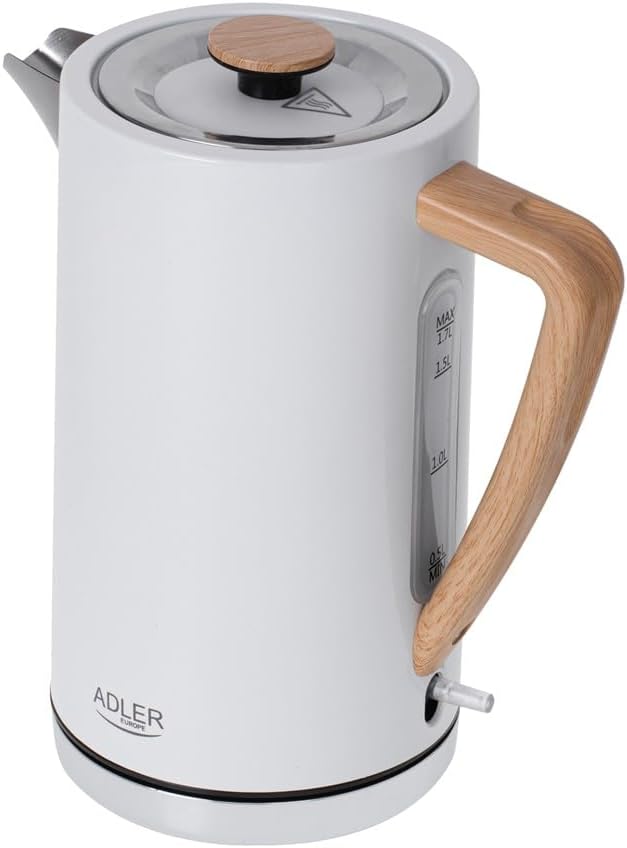 ADLER-Metallkessel 1,5 l, Sicherheitskontrollsystem, 2200 W Leistung, weiss