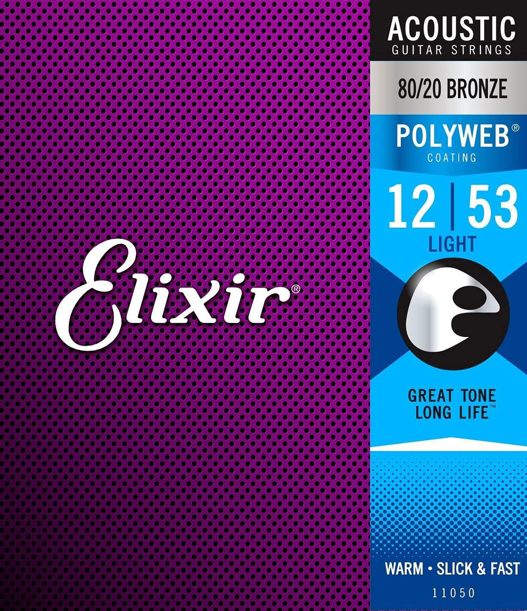 Elixir – Polyweb-Bronzesaiten für Akustikgitarren 11050 Light (12-53) 2er-Set