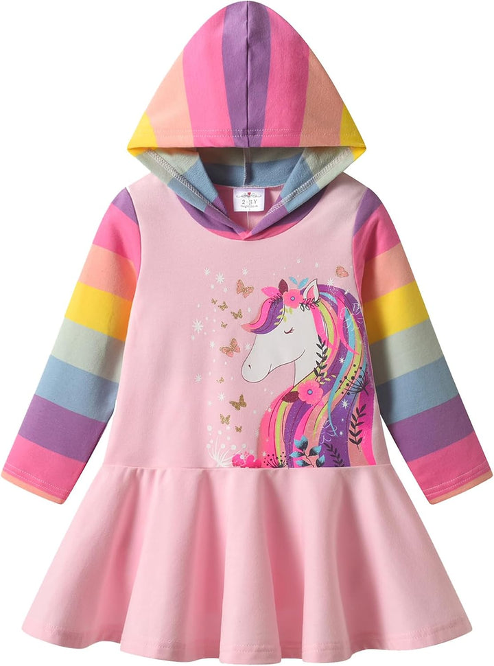 VIKITA Mädchen Kapuzenpullover Kleider Baumwolle Hoodie Herbst Winter Freizeit 2-8 Jahre 11-12 Jahre