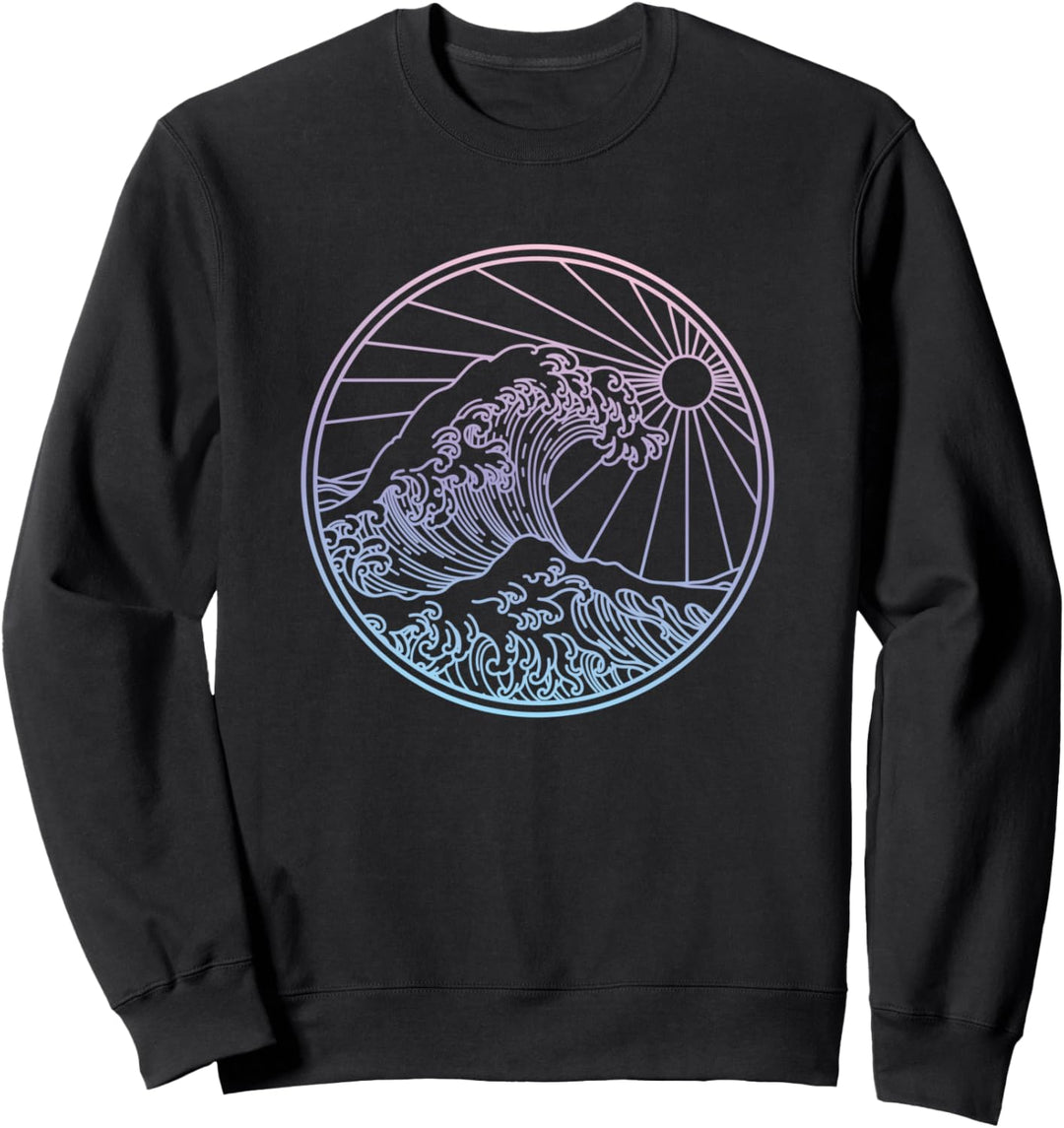 Ästhetisch Pastell Grosse Welle Vaporwave Japanisch Kawaii Sweatshirt