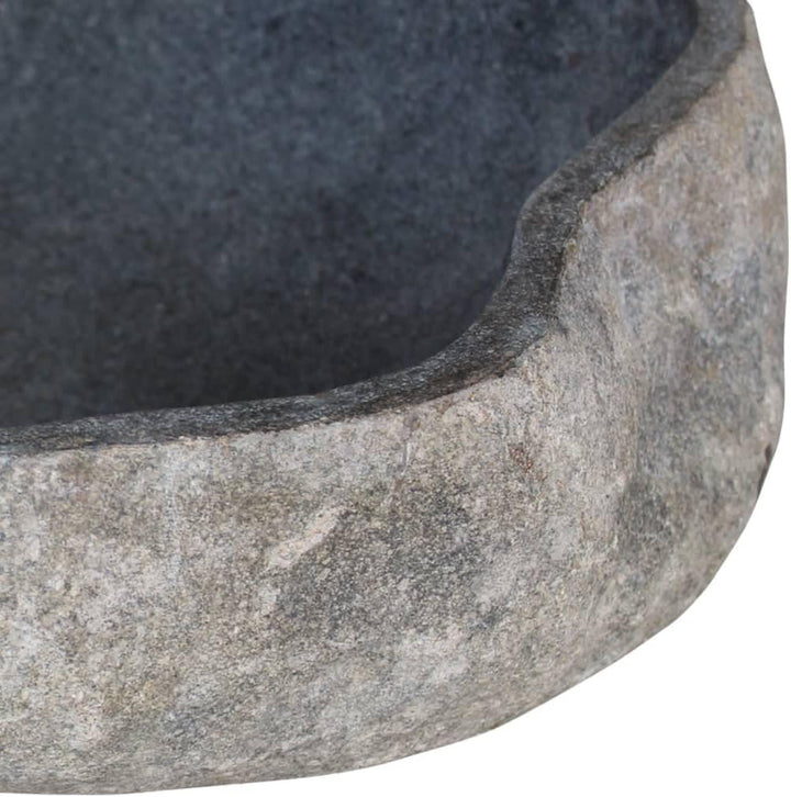 WIFESE Waschbecken Flussstein Oval 37-46 cm Taupe Naturstein Waschbecken Badezimmermöbel Waschtisch