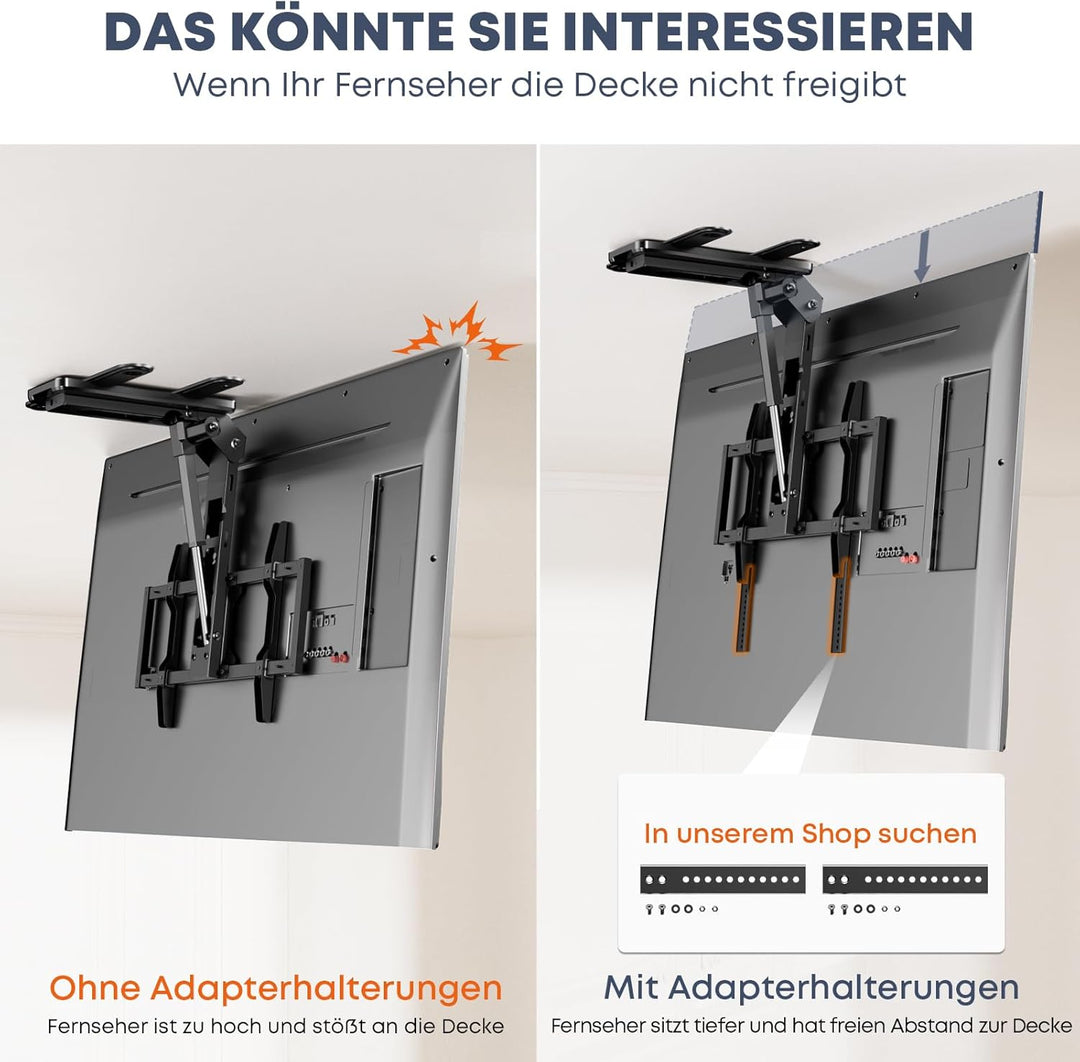 TV-Deckenhalterung Elektrisch für 37-75 Zoll - TV Halterung Decke Elektrisch Klappbar, Neigbar, Mit