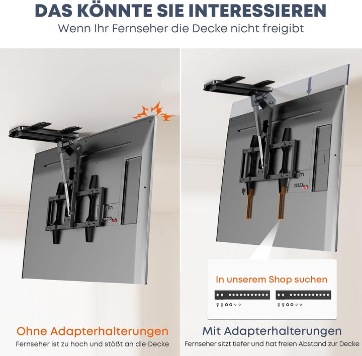 TV-Deckenhalterung Elektrisch für 37-75 Zoll - TV Halterung Decke Elektrisch Klappbar, Neigbar, Mit