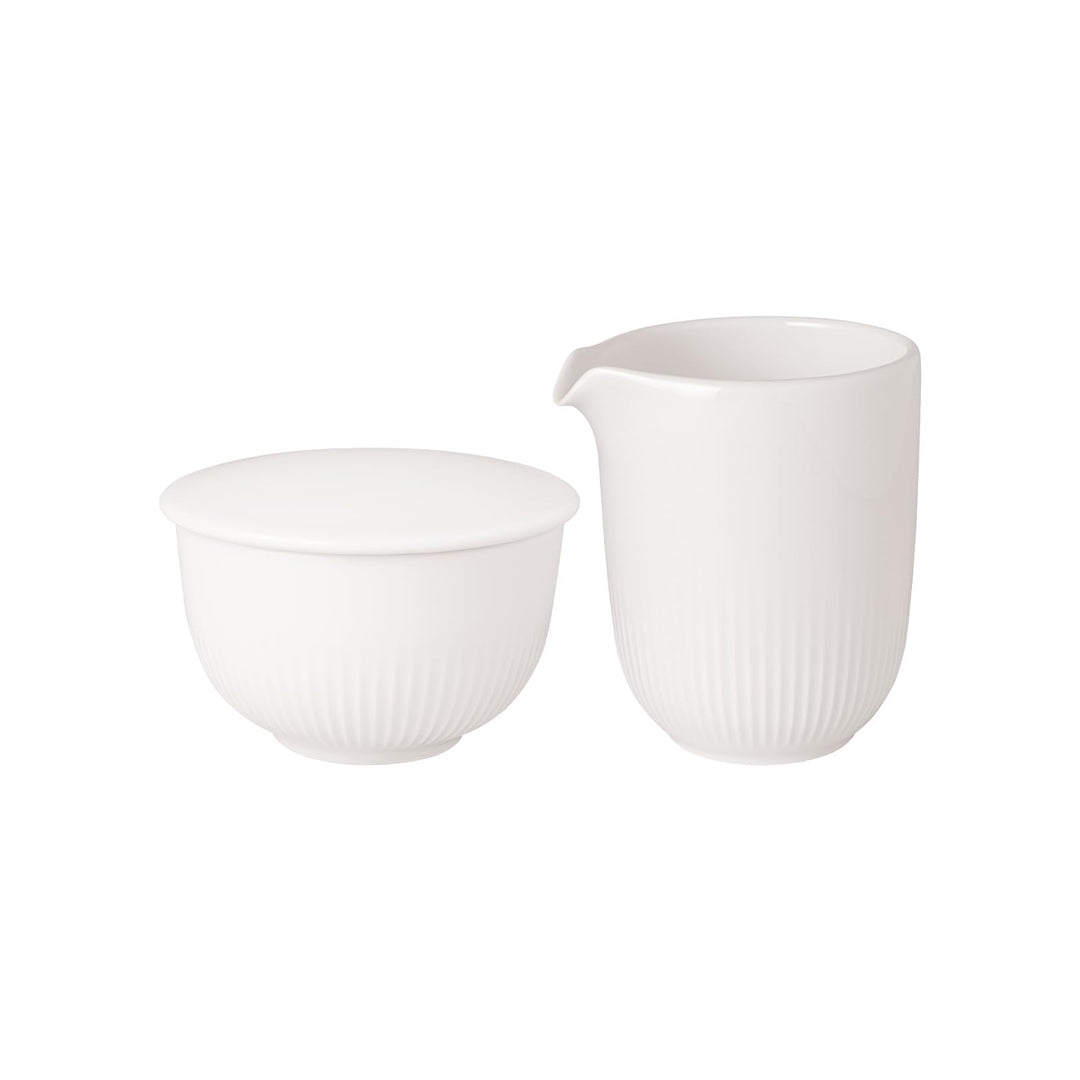 Villeroy & Boch Afina Milch- und Zucker-Set 2-teilig, Milchkännchen (170 ml) und Zuckerdose (90 ml),