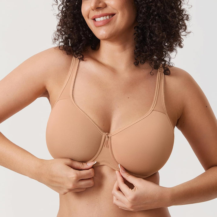 DELIMIRA Damen BH mit Bügel Nahtlose Vollschalen T-Shirt BHS Gepolstert Grosse Grössen 70C Kaum Buff