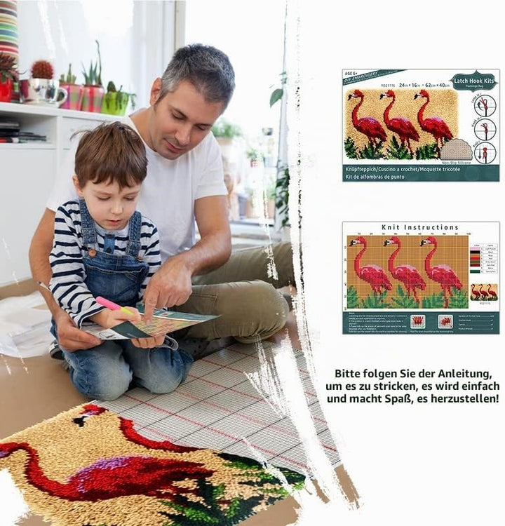 ROCKY&CHAO Knüpfteppich Zum Selber knüpfen, Knüpfsets Latch Hook Kit Selbst Knüpfen Set für Kinder u