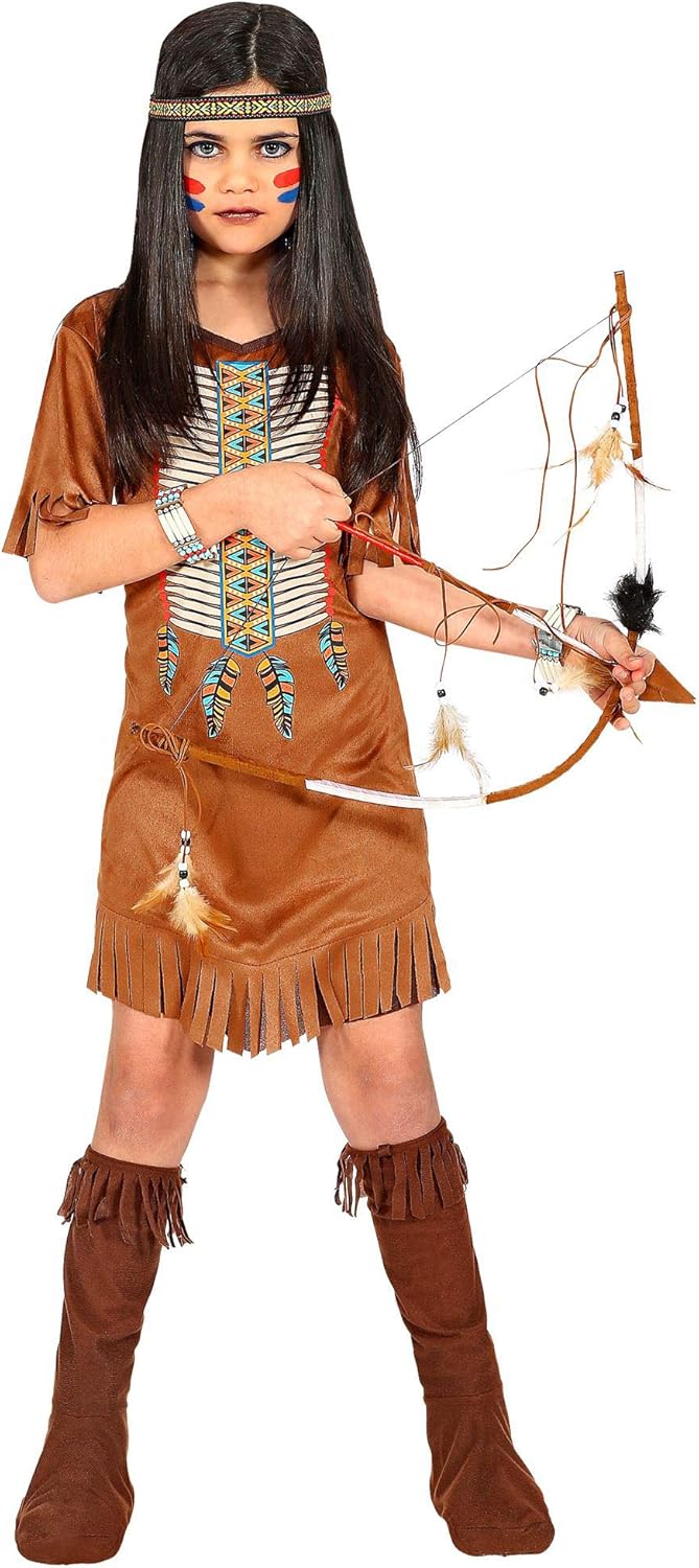 W WIDMANN MILANO Party Fashion - Kinderkostüm Indianerin, Kleid, Western Kostüm, Häuptlingstochter,