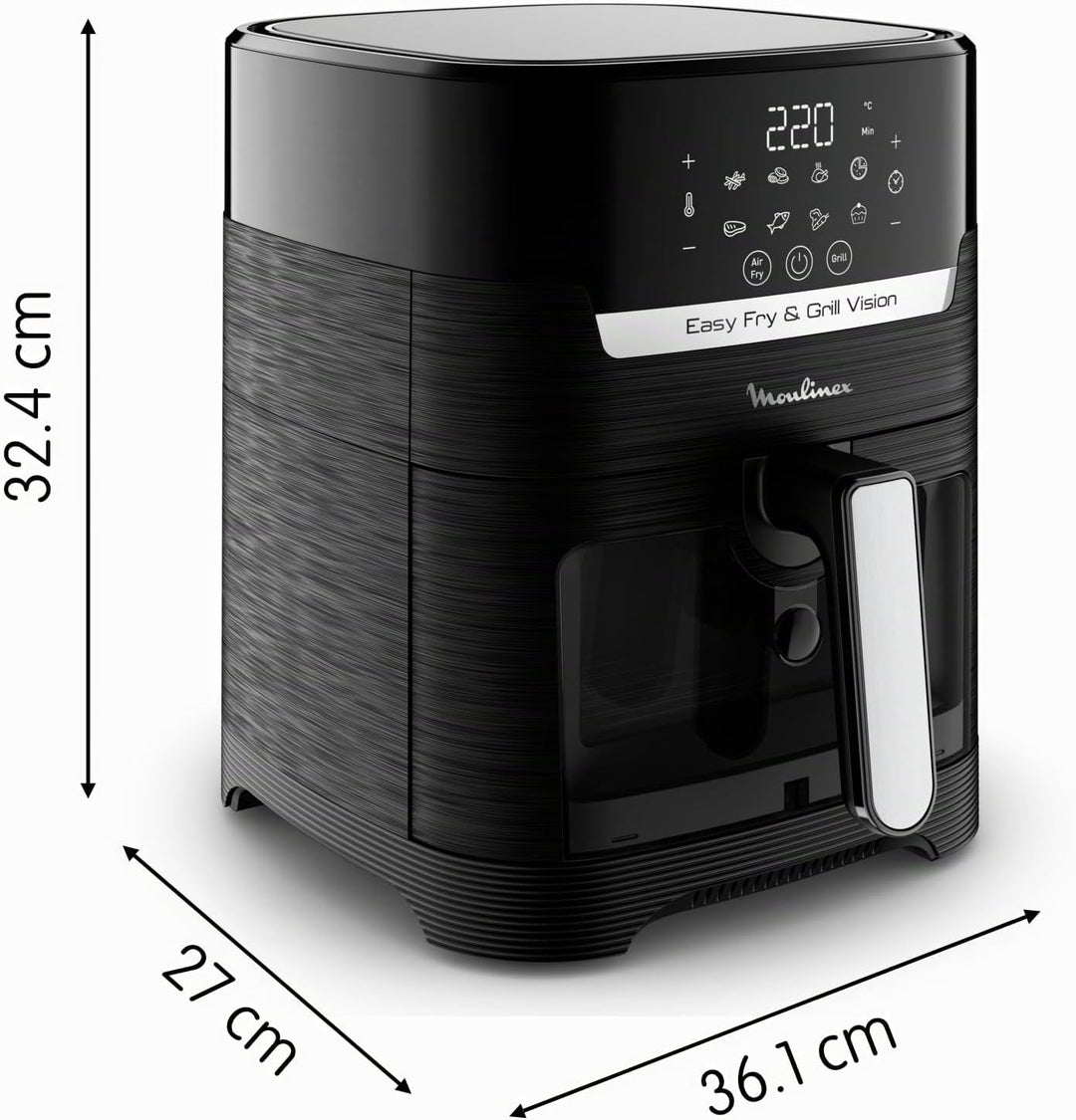 Moulinex Easy Fry &amp; Grill Vision 4,5 L Luftfritteuse und Grill mit Fenster, energiesparend 70%, Schn