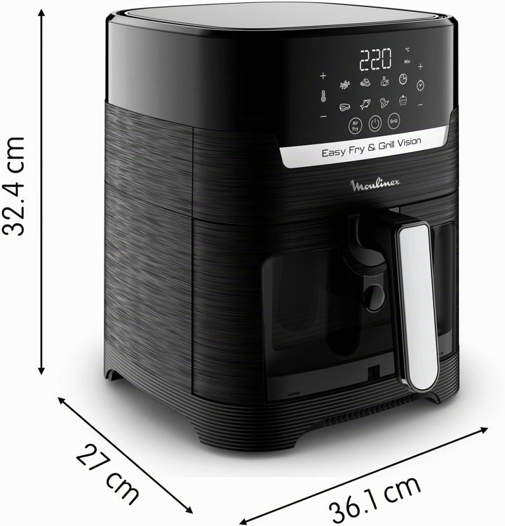 Moulinex Easy Fry &amp; Grill Vision 4,5 L Luftfritteuse und Grill mit Fenster, energiesparend 70%, Schn