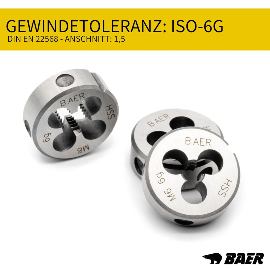 BAER Gewindeschneider Set HSS M3 - M12 - Gewindebohrer - Innengewinde + Aussengewinde - Gewindeschne