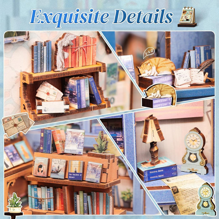 CUTEBEE DIY Book Nook - DIY Puppenhaus Häuser, Miniatur Haus Selber Bauen mit LED-Beleuchtung | Krea