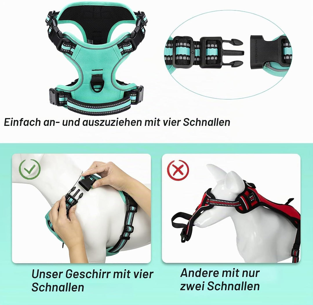 Hundegeschirr, No-Pull Hundegeschirr, Brustgeschirr für kleine, Grosse, mittelgrosse Hunde, Weich At