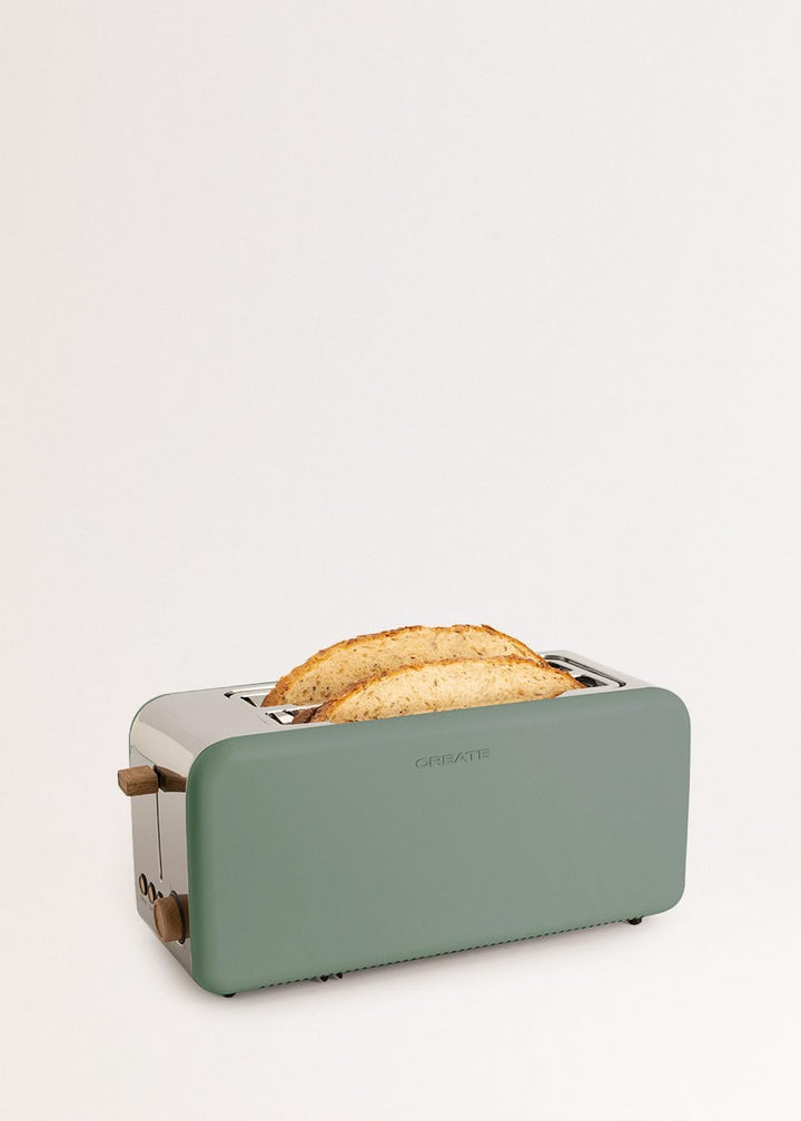 CREATE/TOAST RETRO XL/Toaster Salbeigrün / 6 Leistungsstufen, Krümelschublade, Thermostat, Auftauen,