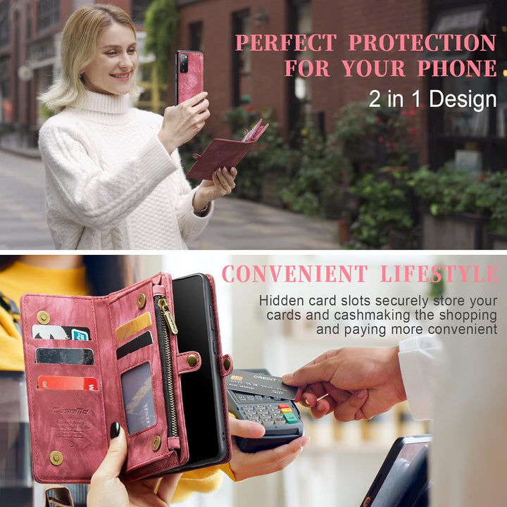 UFinetech Abnehmbar Samsung Galaxy S20 FE Hülle Tasche Handy Leder TPU Kartenfach Flip Magnetisch Re