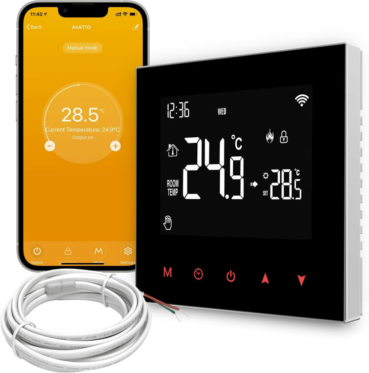 AVATTO Thermostat für Wasser-Fussbodenheizung Stellantrieb Smart WiFi Thermostat Programmierbar Raum