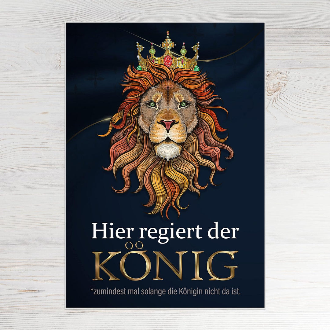 wandmotiv24 Poster als Wanddeko, Grösse 100x70cm, Hier regiert der König, Löwe, Königin, Afrika, Tie