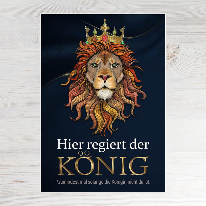 wandmotiv24 Poster als Wanddeko, Grösse 100x70cm, Hier regiert der König, Löwe, Königin, Afrika, Tie