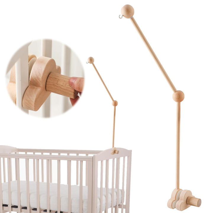 Mobile Halterung Holz für Wickeltisch, Mobile Halterung Holz für Babybett, Mobile Baby Halterung Dre