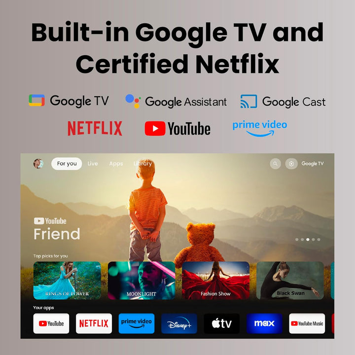 BenQ GP520 4K HDR 2600 lm LED-Wohnzimmerprojektor für Home Entertainment mit Google TV, Auto Cinema