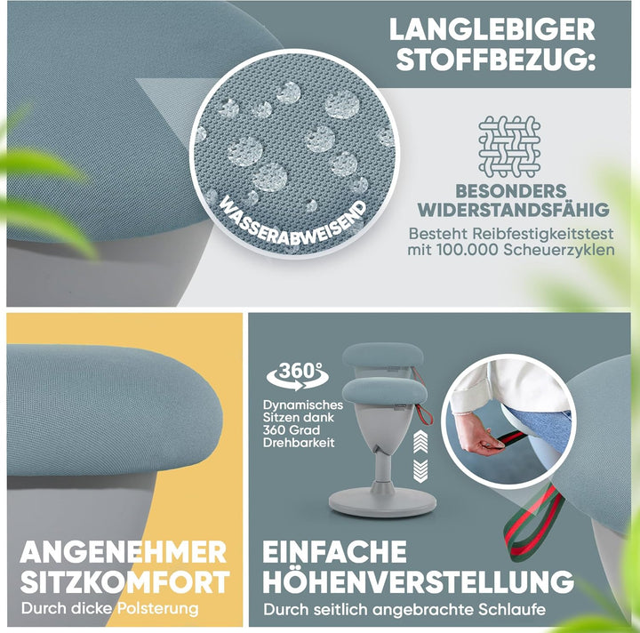 SteinLife Cone Bürohocker Ergonomisch [TESTSIEGER] Sitzhocker Höhenverstellbar [48-68cm] Ergonomisch