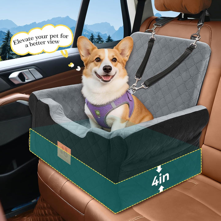 GL GLENSLAVE Hunde-Autositze für kleine bis mittelgrosse Hunde, Erhöhter Hunde-Booster-Sitz mit Memo