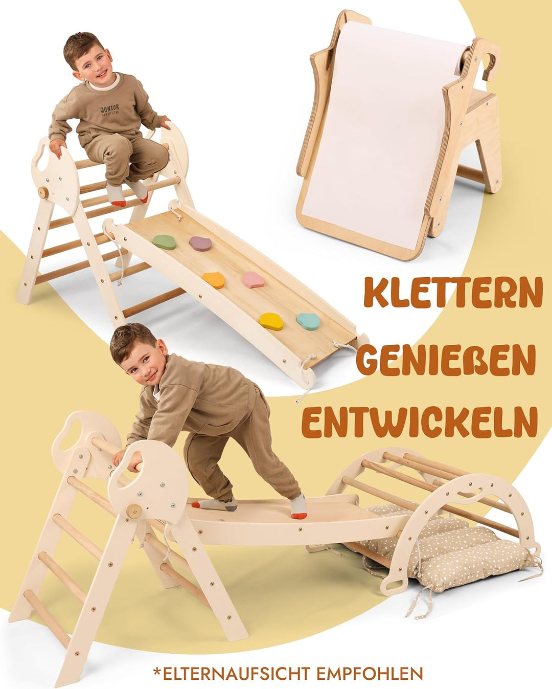 Goodevas Montessori Kletterdreieck Set Ivory 5-in-1 Art set, Ivory 5-in-1 Art set