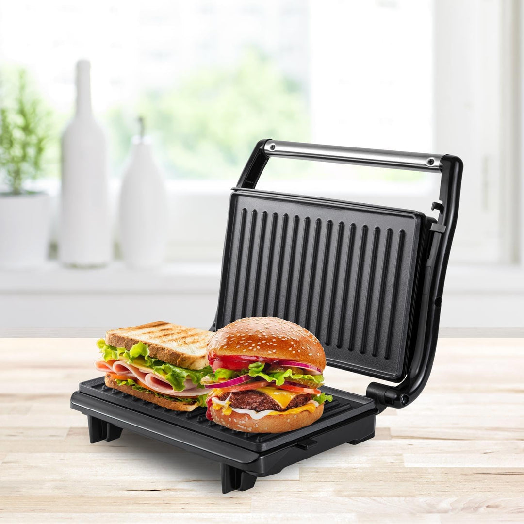 BEPER P101TOS003 Kompakter Elektrogrill, Antihaft-Platte, Toaster, Sandwiches, Fleisch, Gemüse – Sel