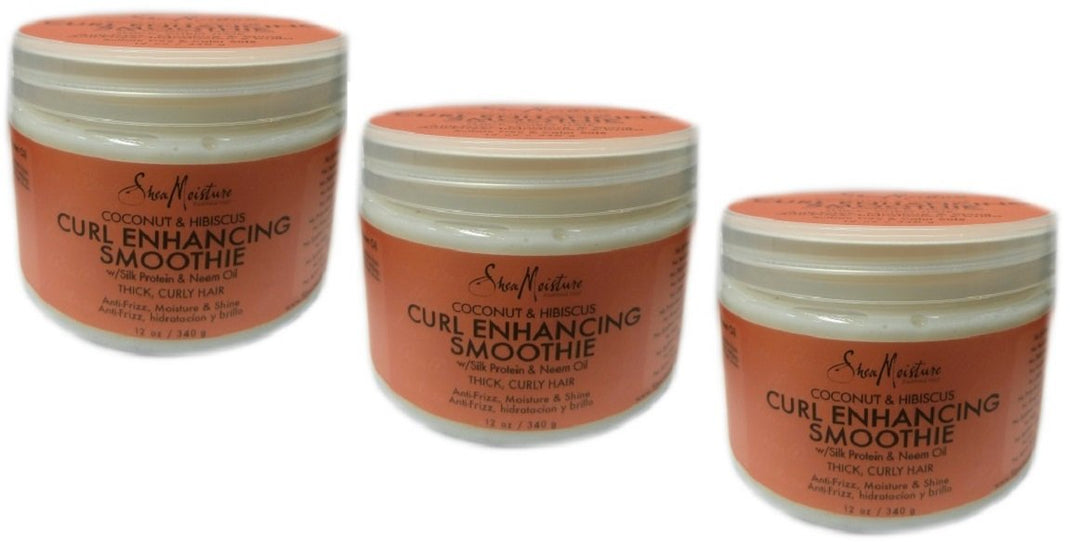 3x Shea Moisture Coconut & Hibiscus Curl Enhancing Smoothie Thick / Curly Hair 340g (insgesamt - 102
